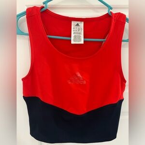 Adidas Colorblock Crop Top Red Athletic Tank Size Small Women